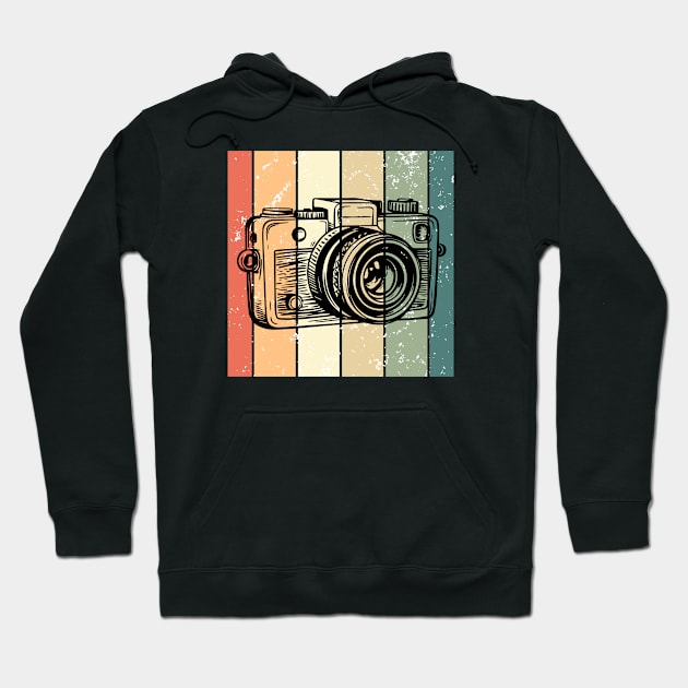 Vintage Colors Retro Photographer Camera Hoodie by Jedidiah Sousa